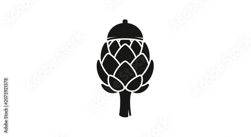 Foto Black and white artichoke vegetable icon.