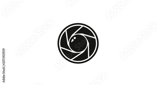 Foto Black circular camera lens shutter aperture icon.