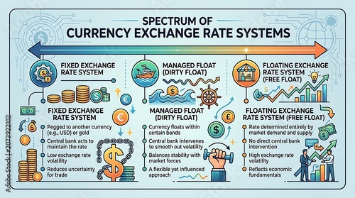 Infographic explaining currency exchange rate systems