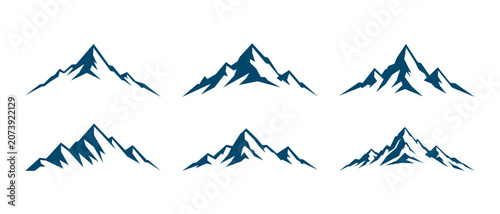 Mountain Logo Set Vector, Professional Snowy Peak Emblems for Business and Adventure Branding
