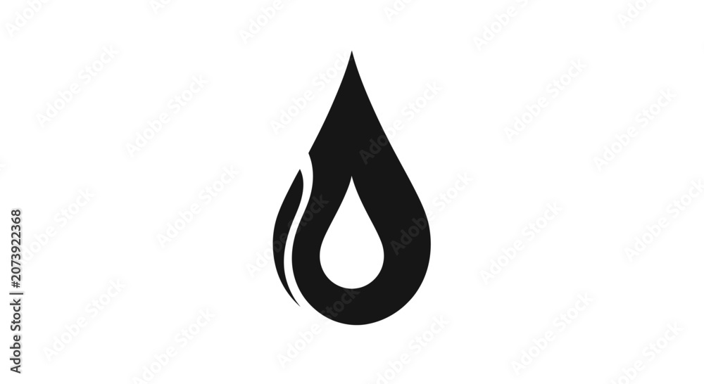 Fototapeta premium Black drop icon with internal swirl.