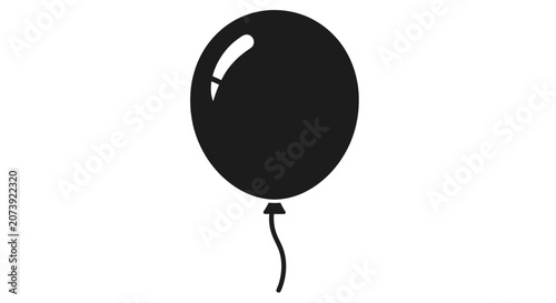 Obraz na plátne Black balloon silhouette with string on white