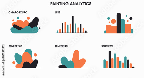 Foto Art history painting analytics charts for light and composition.