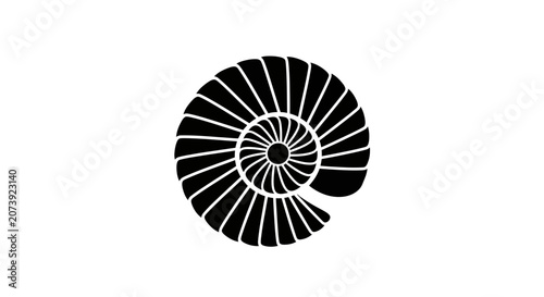 Schilderij op canvas Black ammonite shell spiral icon on white background