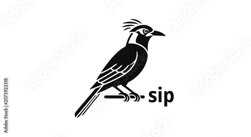 Foto Black bird on branch with sip text.