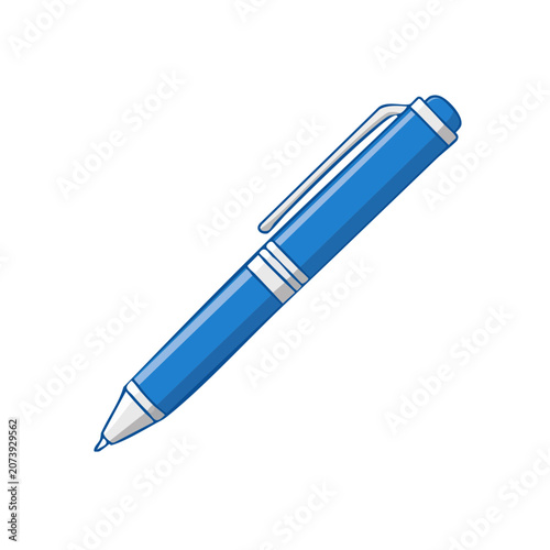 Blue ballpoint pen vector illustration