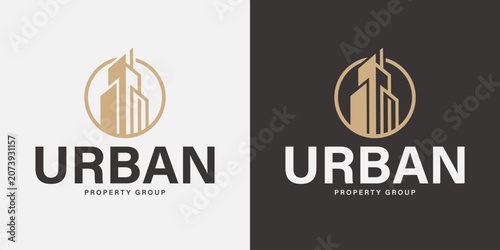 Urban Property Group Logo with City Buildings Skyline Real Estate Vector