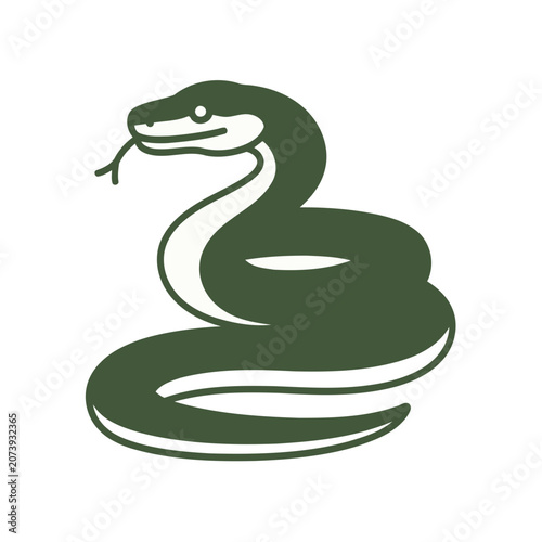 Flat green snake icon on transparent background