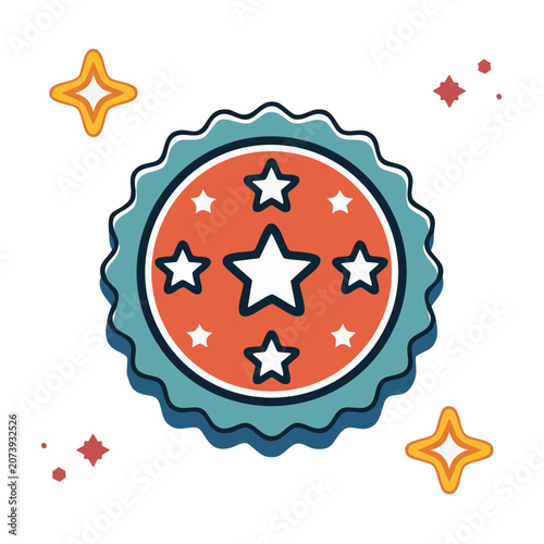 Flat vector target with stars and bullseye