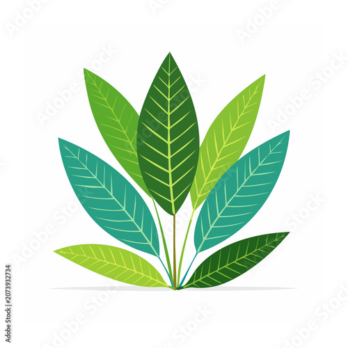 Tropical Leaves Flat Vector Illustration