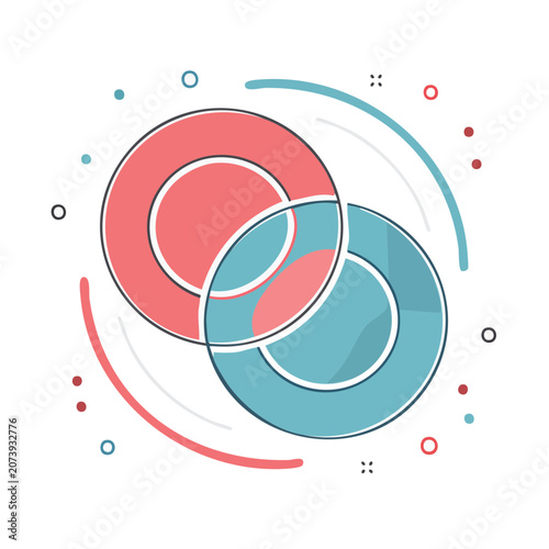 Abstract overlapping circles with swirls and dots
