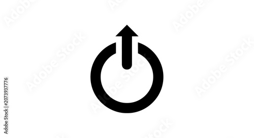 Black power button icon with upward arrow symbol