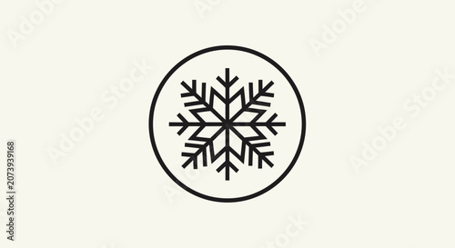 Foto Black snowflake symbol centered in a circular frame