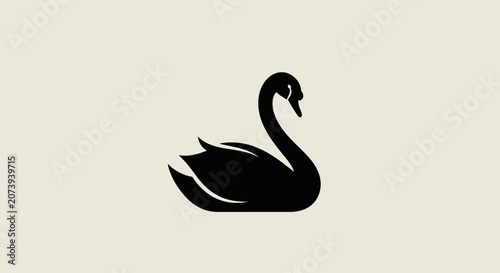 Obraz na płótnie Black swan silhouette on light beige background.