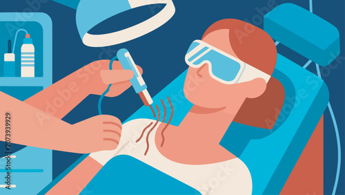 Konstfotografi Illustration Of A Customer Wearing Eye Protection While Undergoing Laser Hair Re