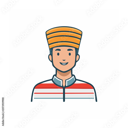 Man in traditional clothing and hat illustration