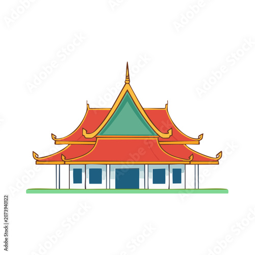 Traditional Asian Temple Vector Illustration