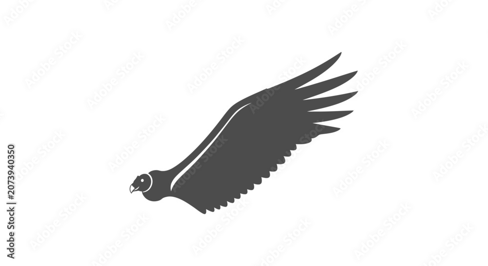 Fototapeta premium Black vulture wing silhouette in flight.