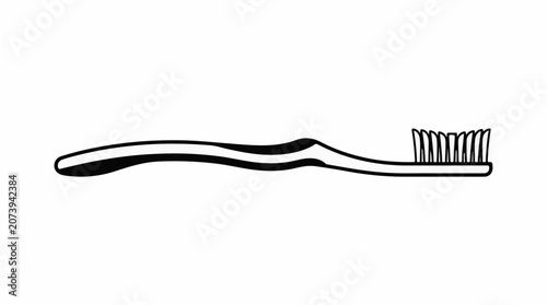 A black and white illustration of a toothbrush