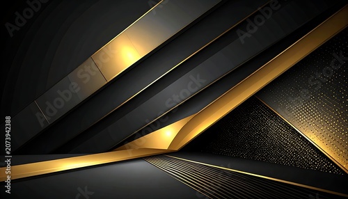 A dark abstract composition with gold accents and geometric shapes (1)