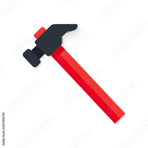Red claw hammer flat vector icon