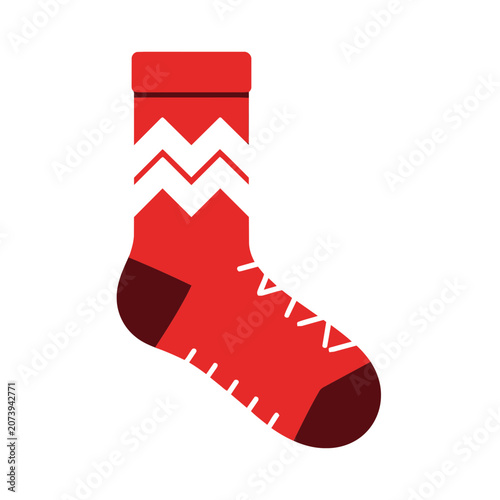 Red zigzag pattern sock vector illustration