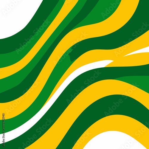 Abstract wavy green and yellow stripes vector pattern