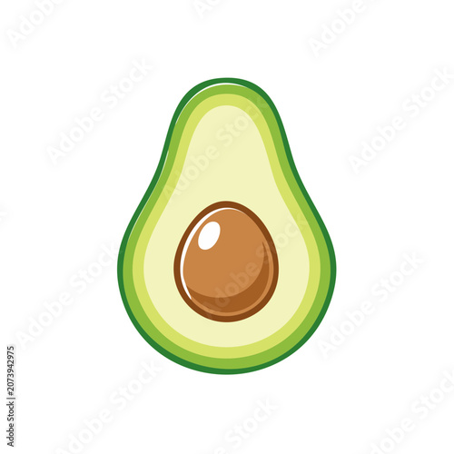 Avocado half with seed, flat vector illustration