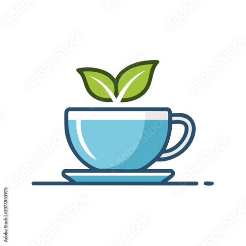 Blue water droplet with green leaf vector icon
