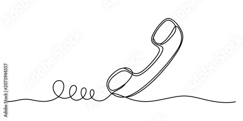 Foto Continuous single line drawing of an old vintage telephone handset