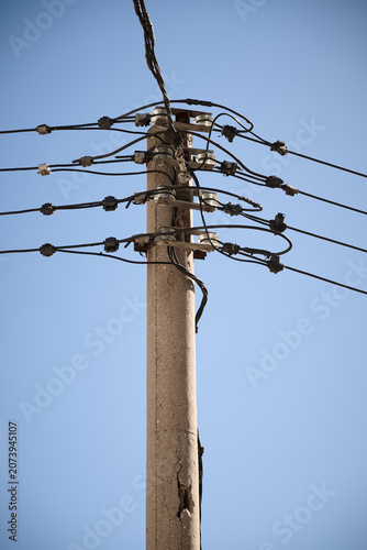 Concrete high voltage power line pole