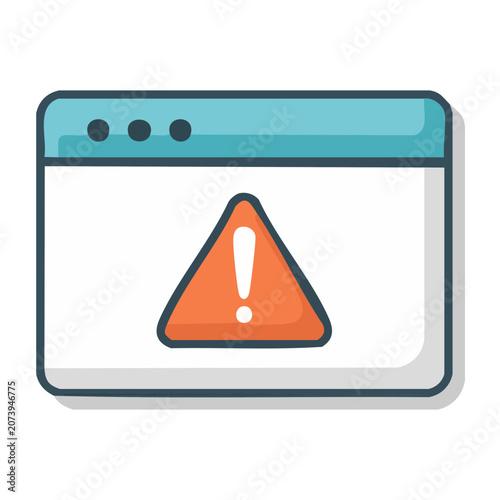 Flat design warning sign icon with exclamation mark