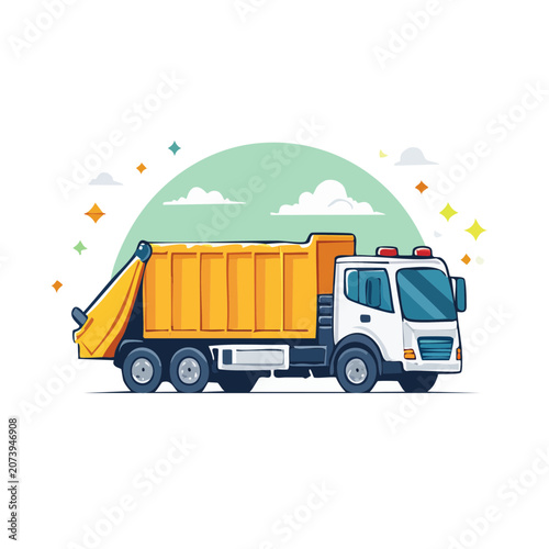 Flat vector illustration of delivery truck with cargo