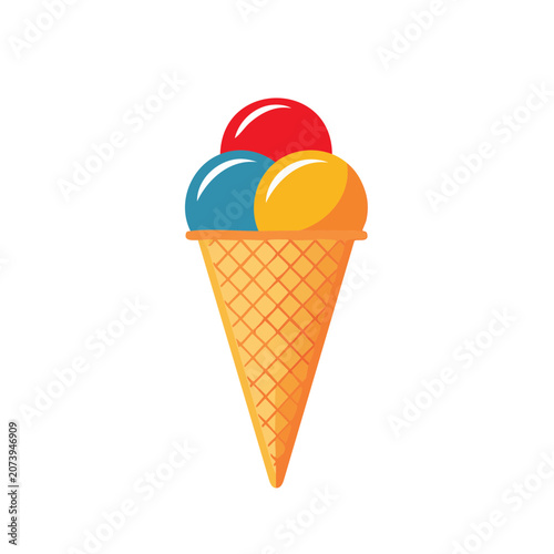 Flat vector illustration of ice cream cone