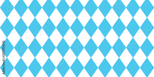 Fényképezés Bavarian Oktoberfest seamless pattern with blue and white rhombus Flag of Bavari