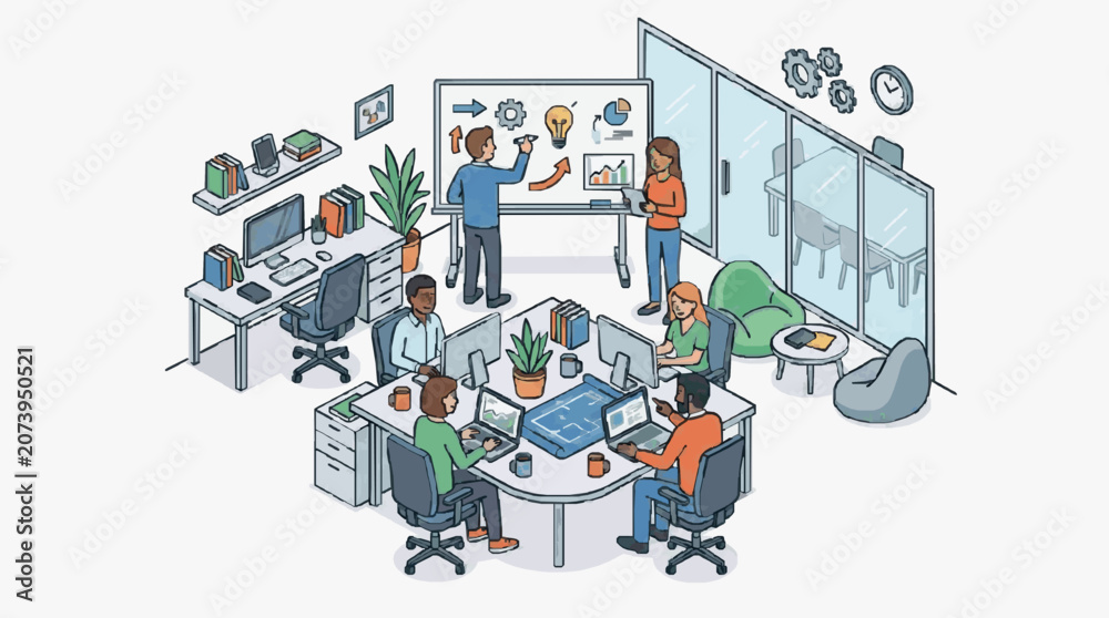Fototapeta premium Modern Office Team Collaboration Meeting.