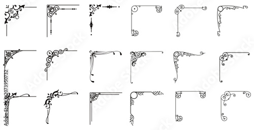 Schilderij op canvas Vector illustration of decorative corner set
