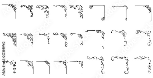 Schilderij op canvas Vector illustration of decorative corner set