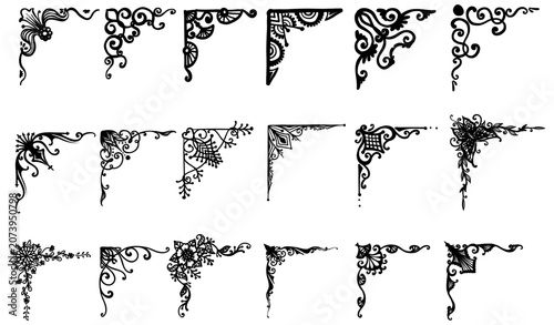 Tableau sur toile Vector illustration of decorative corner set