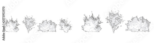 Landscape Bush Outline Icons Vector Set Garden Shrub Collection