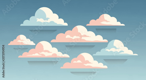 A serene illustration of fluffy white clouds.