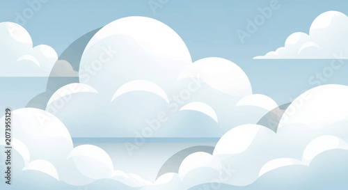 Illustration of white clouds in sky.