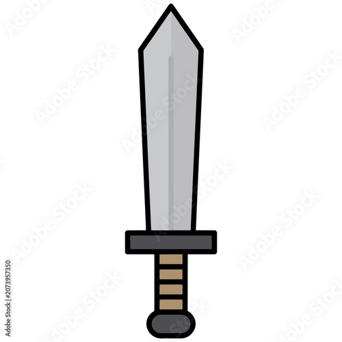 Medieval Sword Flat Vector Illustration