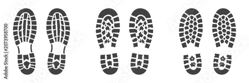 Bilde på lerret Bundle of footwear trace shape neat dark shading, for forensic searching