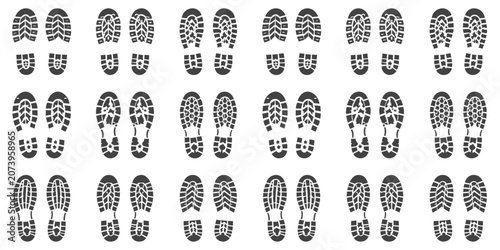 Konstfotografi Group of heavy duty footmark neat dark shading, as path symbol.