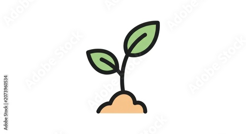 Simple flat vector icon of a small green plant sprout growing from soil.