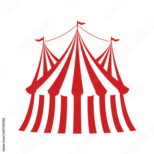 Red and white circus tent vector illustration