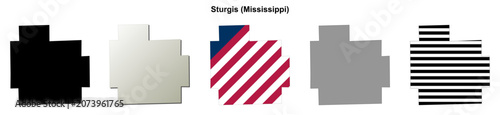 Sturgis (Mississippi) blank outline map set