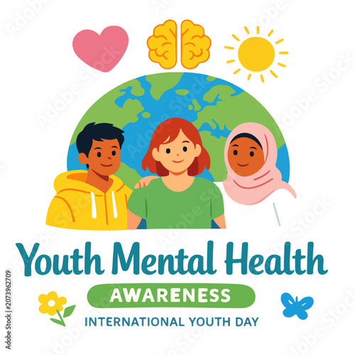 youth mental health awareness international youth day concept