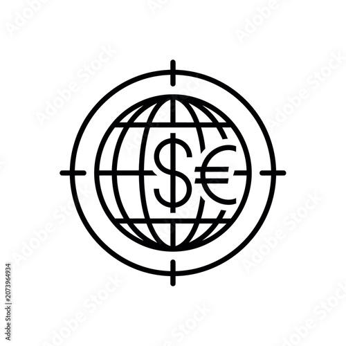 Minimalist Line Art Target Icon with Crosshair and Use Text Design